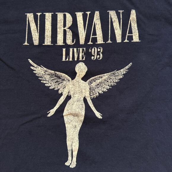 Vintage Nirvana Live '93 concert t-shirt, black/gold, size L - Picture 2 of 4